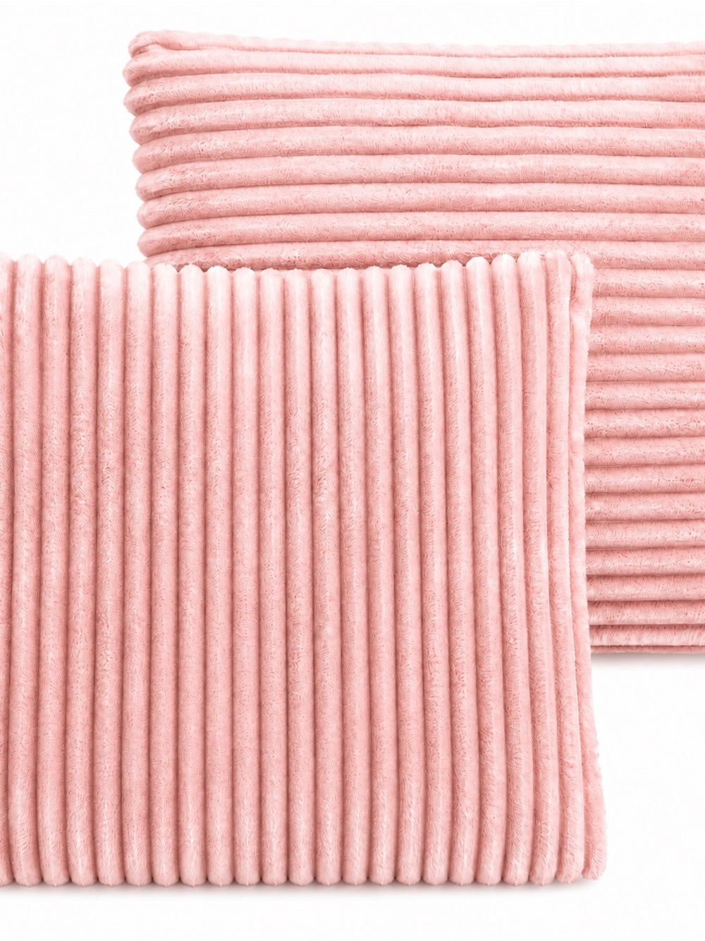 Soft Pink Ribbed Throw Pillow COVERS- 18 x 18-Set of 2